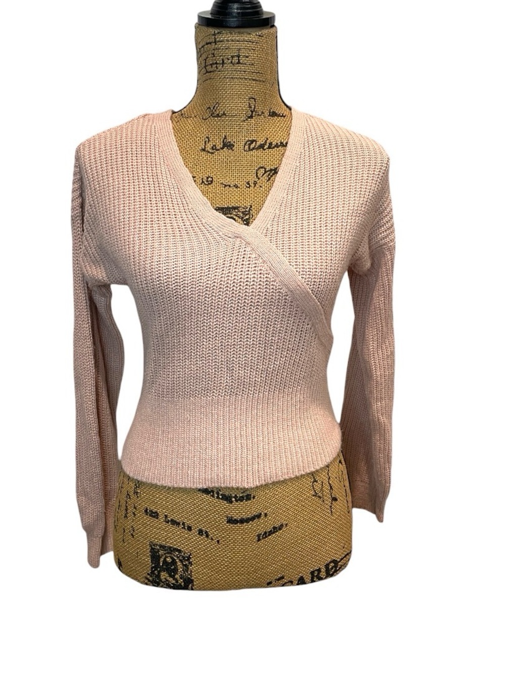Light Pink Knit Wrap-Style Sweater
